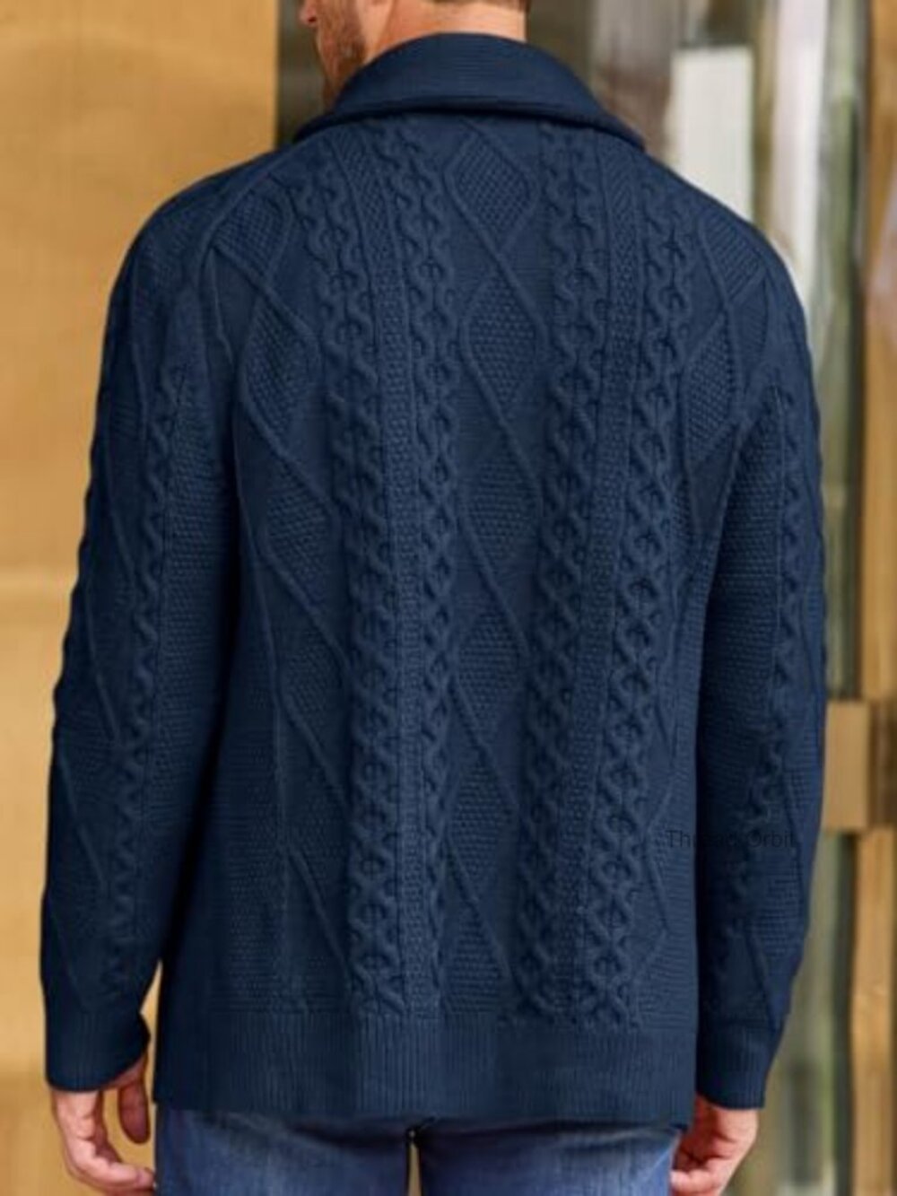 Shawl Collar Cardigan Sweater Cable Knit Chunky Fall Winter Outwear - Picture 3 of 7